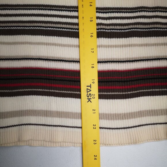 Denver Hayes Ladies Size 2XL Cream Tan Red Brown & Black Striped Sweater - Picture 9 of 9